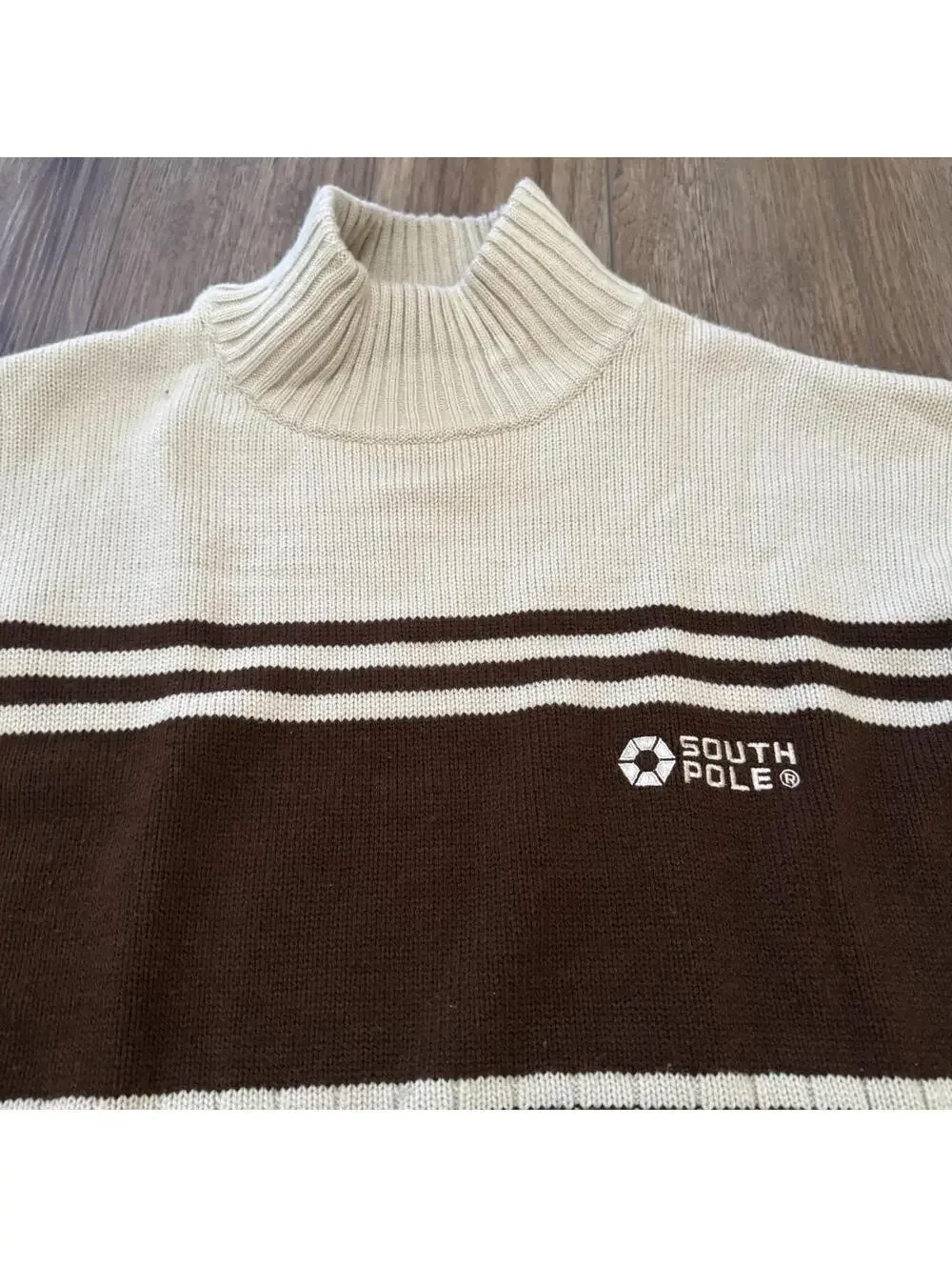 Vtg Southpole Striped Mock Neck Sweater Mens XXL Y2K